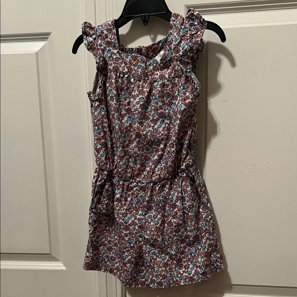babyGap Poplin Romper Floral Ruffle Sleeve Dress White ditsy floral Size 5